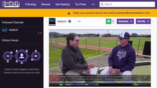 Twitch adds Stadium’s traditional sports broadcasts to platform