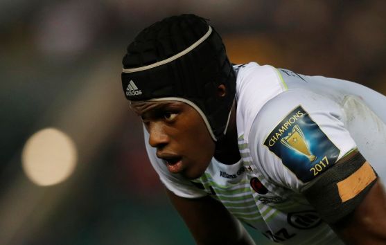 Maro Itoje scrums down with Vita Coco